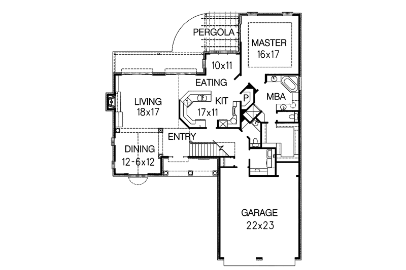 Architectural House Design - Floor Plan - Main Floor for Traditional House Plan #15-332 - 3 bed, 2.5 bath