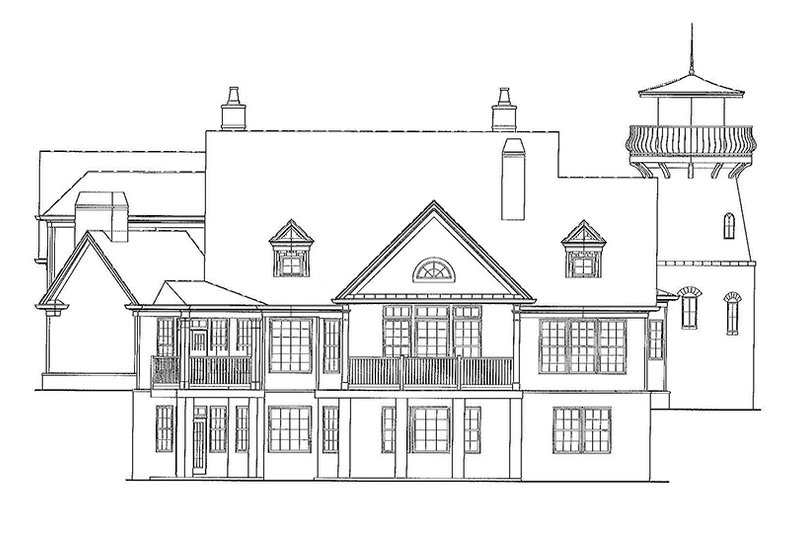 Dream House Plan - Exterior - Rear Elevation for Country House Plan #54-327 - 4 bed, 3.5 bath