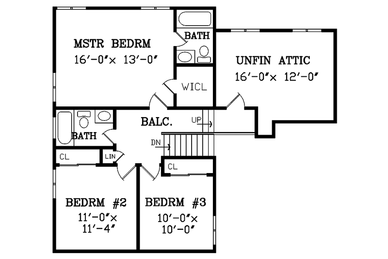 Architectural House Design - Floor Plan - Upper Floor for Contemporary House Plan #314-263 - 4 bed, 3 bath