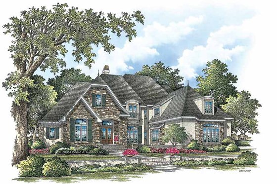 Exterior - Front Elevation 3 for European House Plan #929-855 - 5 bed, 4 bath