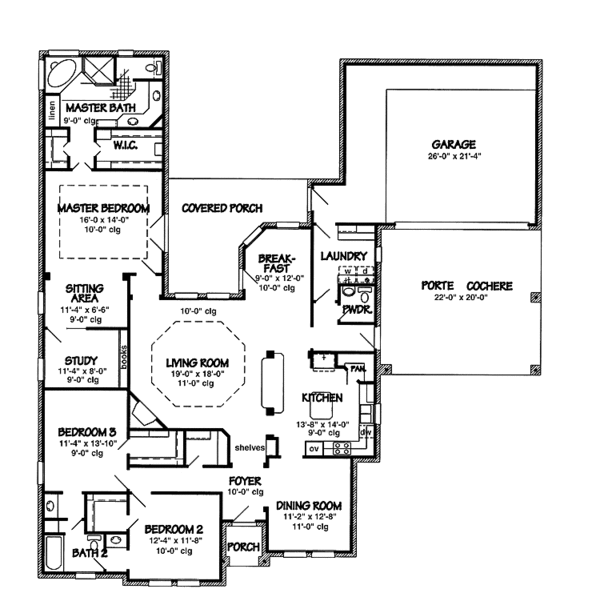 House Blueprint - Country Floor Plan - Main Floor Plan #968-17