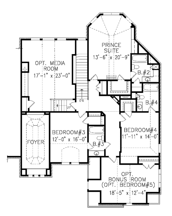 Country Floor Plan - Upper Floor Plan #54-297