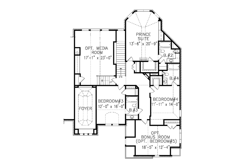 Dream House Plan - Floor Plan - Upper Floor for Country House Plan #54-297 - 4 bed, 4.5 bath