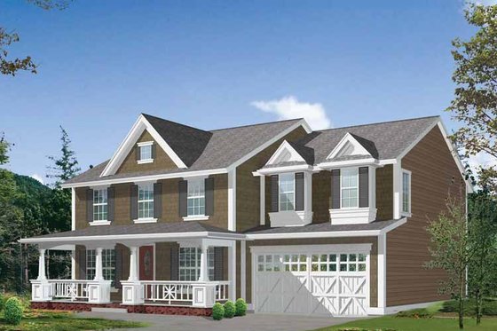 Exterior - Front Elevation 3 for Country House Plan #132-310 - 4 bed, 2.5 bath