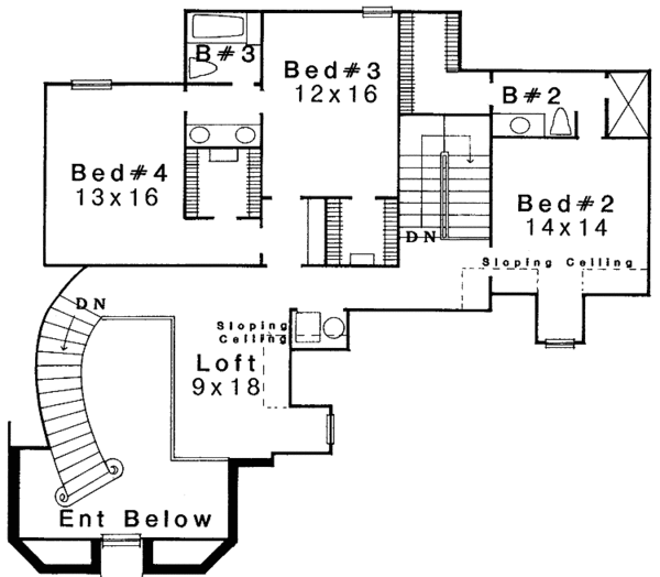 Dream House Plan - Tudor Floor Plan - Upper Floor Plan #310-1064