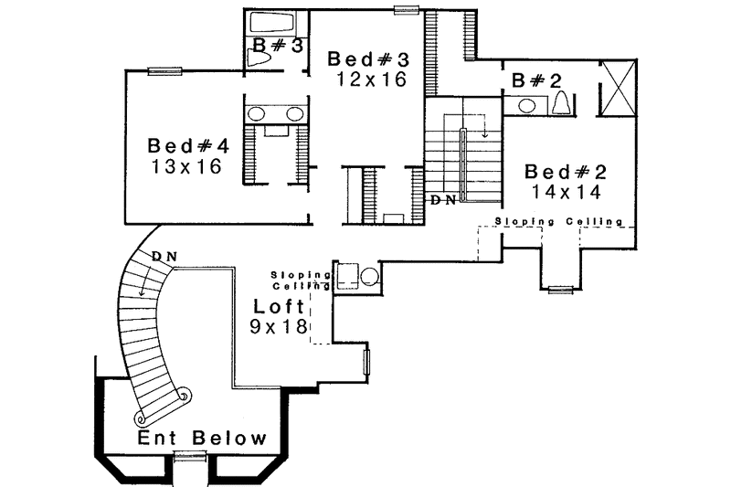 Dream House Plan - Floor Plan - Upper Floor for Tudor House Plan #310-1064 - 4 bed, 3.5 bath
