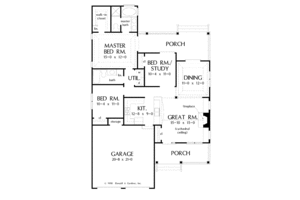 Floor Plan - Main Floor for Craftsman House Plan #929-318 - 3 bed, 2 bath