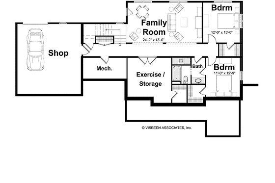 Floor Plan - Lower Floor for Craftsman House Plan #928-211 - 3 bed, 2.5 bath