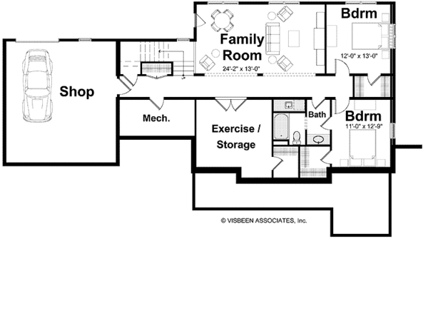 Craftsman Floor Plan - Lower Floor Plan #928-211