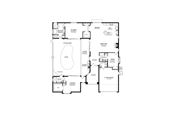 Floor Plan - Main Floor for Mediterranean House Plan #1058-43 - 3 bed, 3 bath