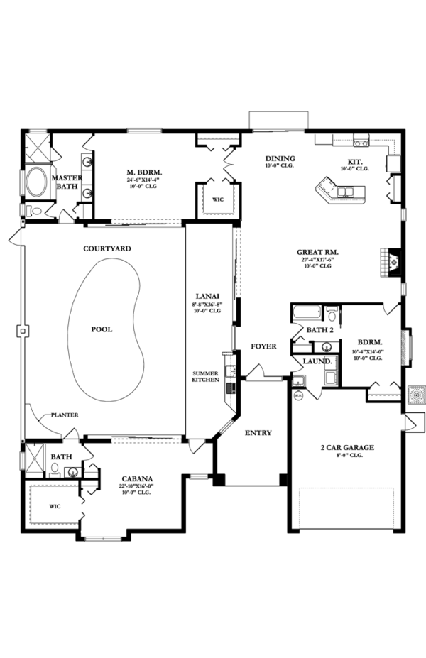 Architectural House Design - Mediterranean Floor Plan - Main Floor Plan #1058-43