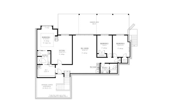 House Blueprint - Farmhouse Floor Plan - Lower Floor Plan #437-135