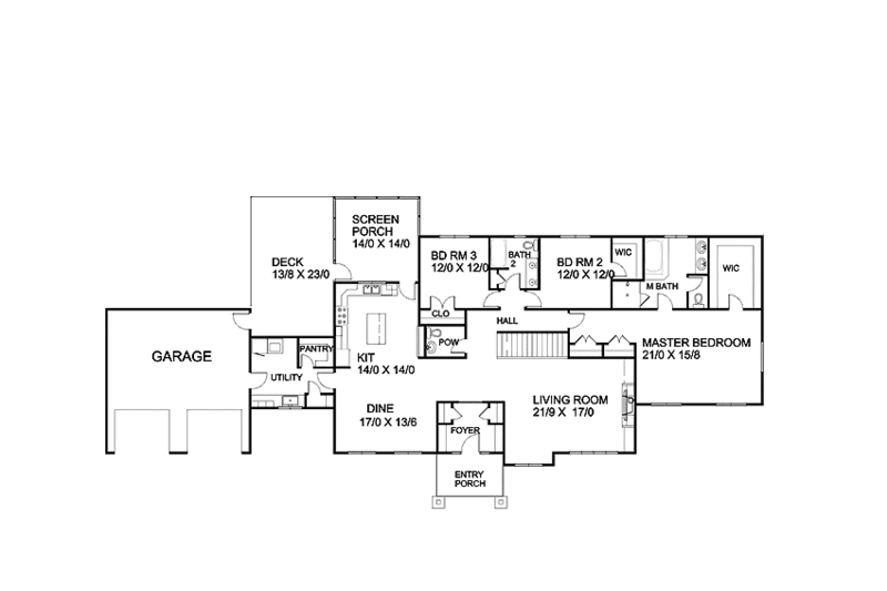 Dream House Plan - Floor Plan - Main Floor for Ranch House Plan #939-8 - 3 bed, 2.5 bath