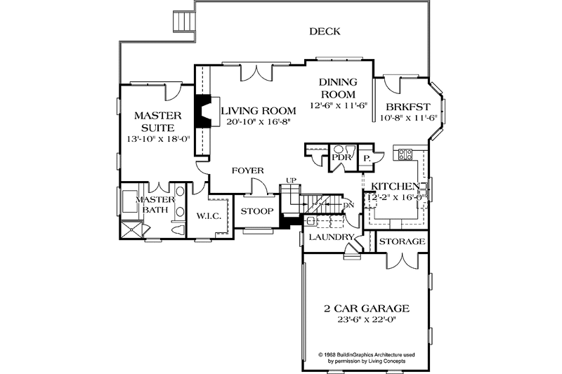 Home Plan - Floor Plan - Main Floor for Traditional House Plan #453-546 - 3 bed, 2.5 bath