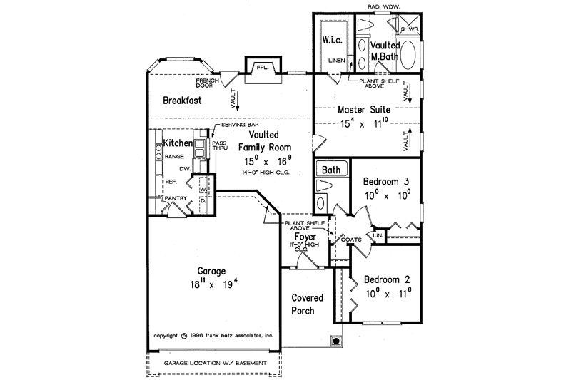 Home Plan - Floor Plan - Main Floor for Bungalow House Plan #927-200 - 3 bed, 2 bath