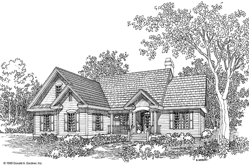 Home Plan - Exterior - Front Elevation 3 for Ranch House Plan #929-476 - 3 bed, 2 bath