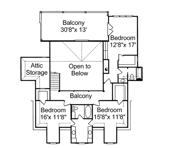 Dream House Plan - Country Floor Plan - Upper Floor Plan #37-267
