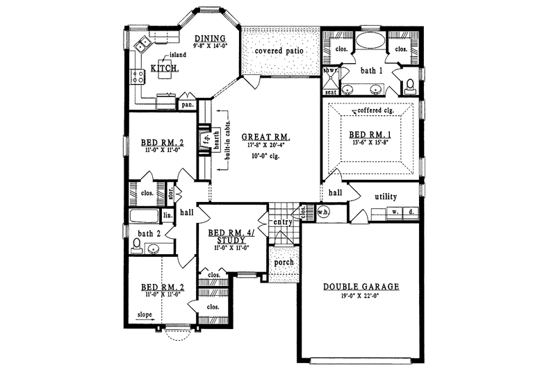 Home Plan - Floor Plan - Main Floor for European House Plan #42-510 - 4 bed, 2 bath
