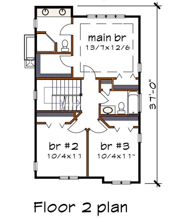 Architectural House Design - Craftsman Floor Plan - Upper Floor Plan #79-295