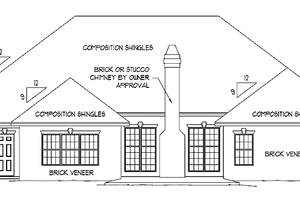 Exterior - Rear Elevation for Traditional House Plan #11-250 - 3 bed, 2 bath
