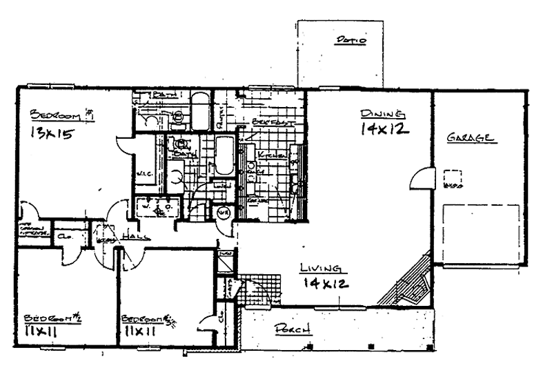 Home Plan - Floor Plan - Main Floor for Country House Plan #30-255 - 3 bed, 2 bath