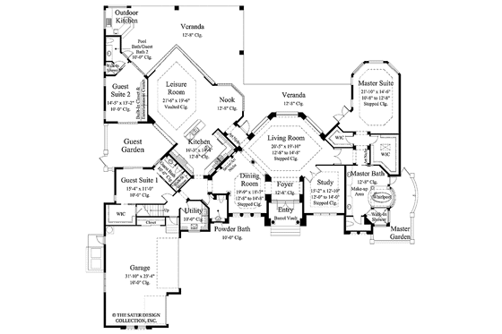 Floor Plan - Main Floor for Mediterranean House Plan #930-311 - 4 bed, 5.5 bath