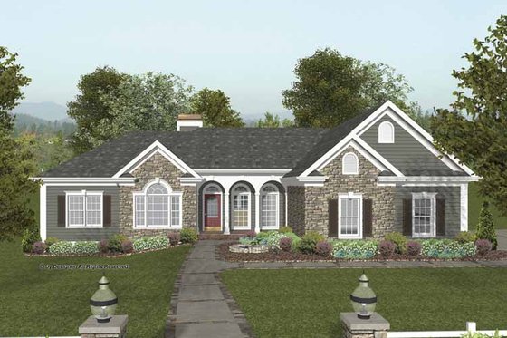 Exterior - Front Elevation 3 for Traditional House Plan #56-684 - 3 bed, 2.5 bath