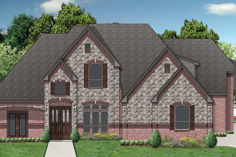 House Blueprint - Tudor Exterior - Front Elevation Plan #84-740