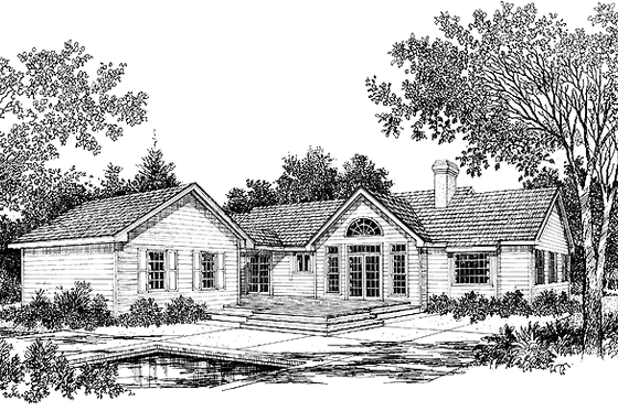 Exterior - Rear Elevation for Country House Plan #929-61 - 3 bed, 2 bath