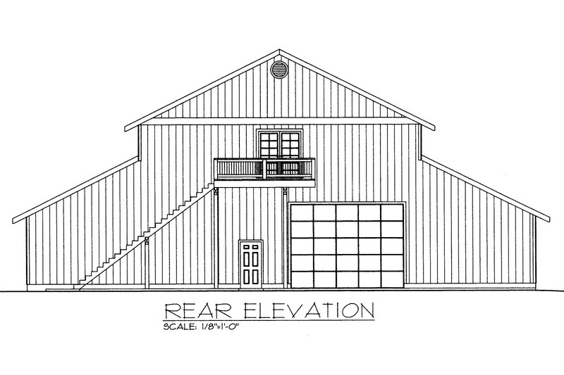 Architectural House Design - Exterior - Rear Elevation for Barndominium House Plan #117-1107, 0.5 bath