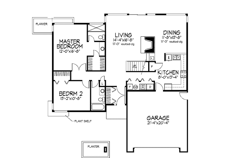 Contemporary Style House Plan - 2 Beds 2 Baths 1712 Sq/Ft Plan #320-861 ...