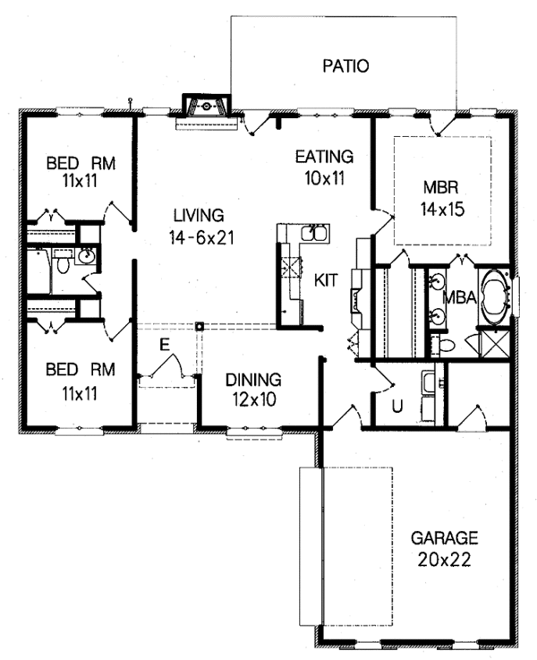 House Design - Ranch Floor Plan - Main Floor Plan #15-349