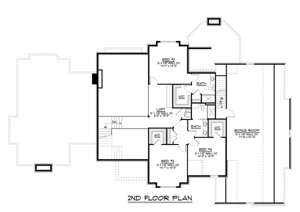 European Floor Plan - Upper Floor Plan #1064-125