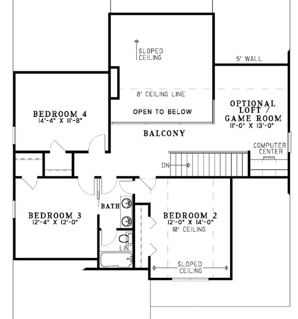House Design - Country Floor Plan - Upper Floor Plan #17-3080