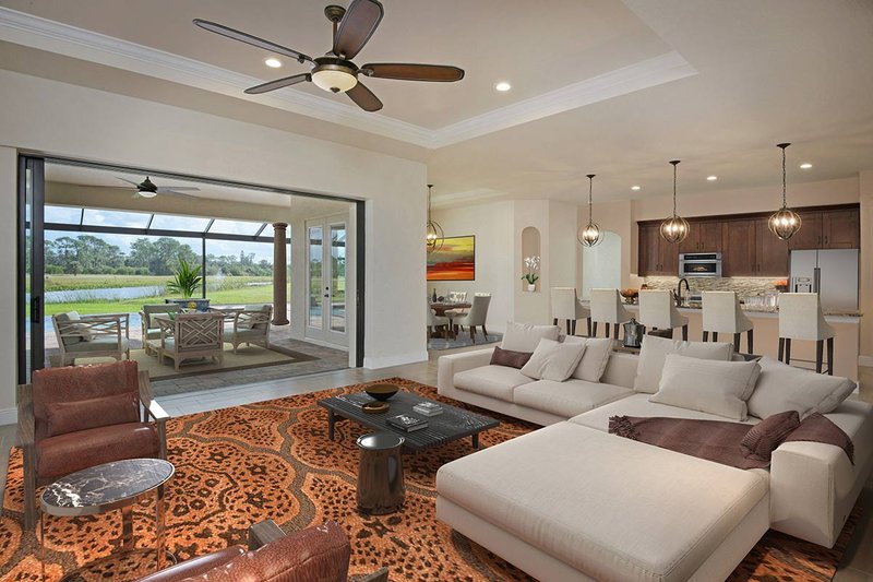 Architectural House Design - Mediterranean Interior - Family Room Plan #938-90