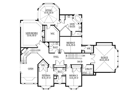 Floor Plan - Upper Floor for Craftsman House Plan #132-336 - 4 bed, 4.5 bath