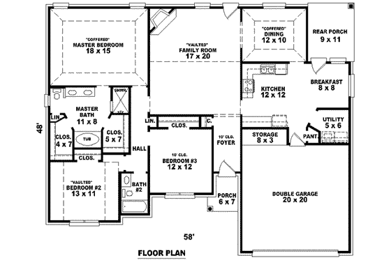 Floor Plan - Main Floor for Traditional House Plan #81-924 - 3 bed, 2 bath