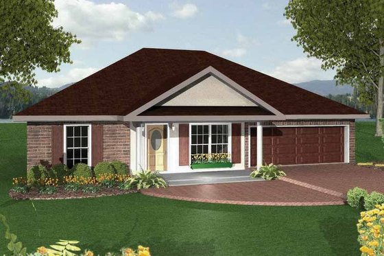Exterior - Front Elevation 3 for Ranch House Plan #44-206 - 3 bed, 2 bath