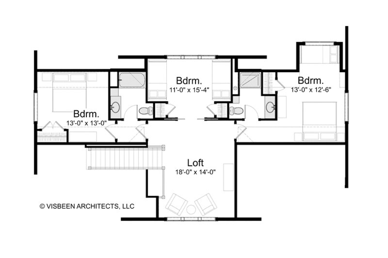 Dream House Plan - Floor Plan - Upper Floor for Log House Plan #928-263 - 5 bed, 4.5 bath