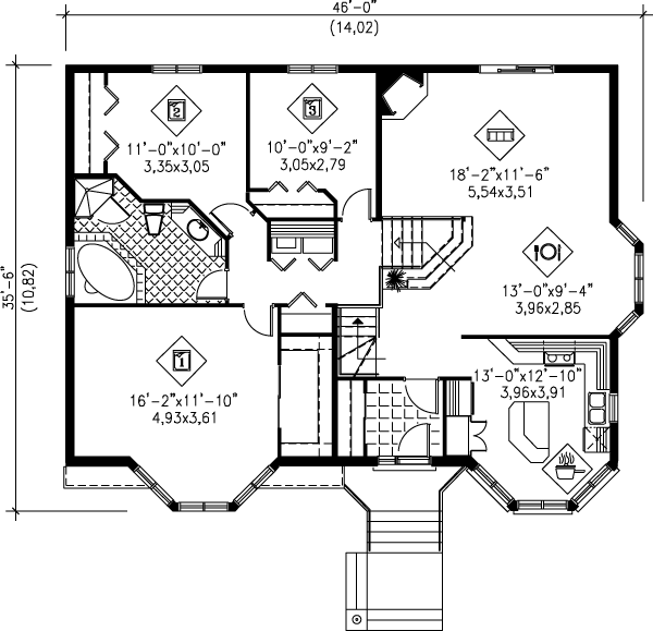 European Floor Plan - Main Floor Plan #25-364