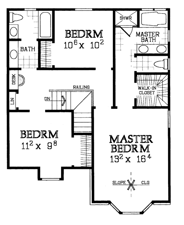 House Design - European Floor Plan - Upper Floor Plan #72-1075