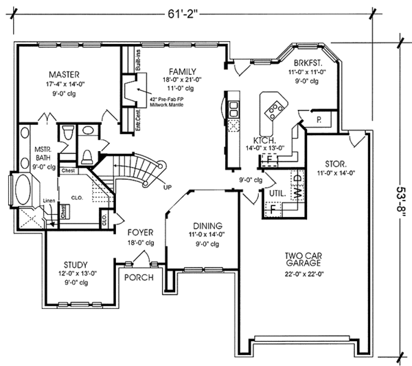 House Design - Country Floor Plan - Main Floor Plan #974-49