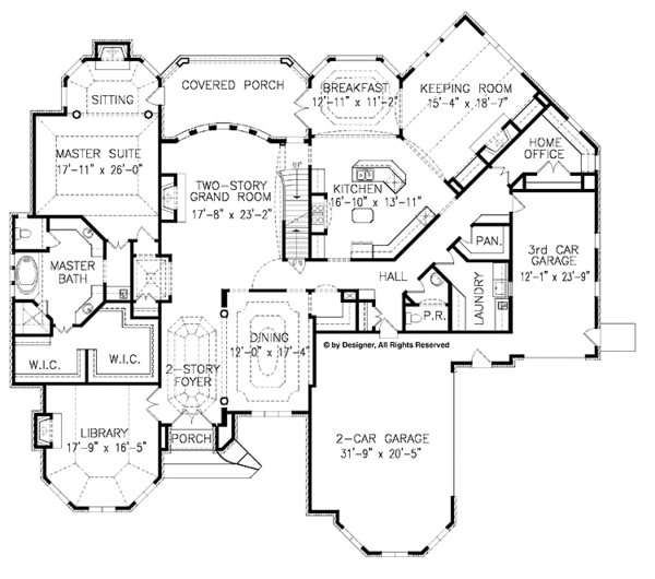 Architectural House Design - European Floor Plan - Main Floor Plan #54-283