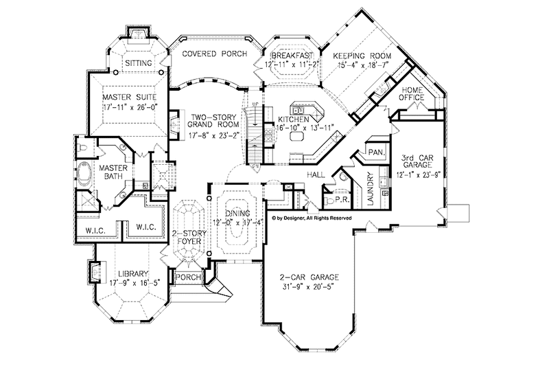 Dream House Plan - Floor Plan - Main Floor for European House Plan #54-283 - 5 bed, 4.5 bath