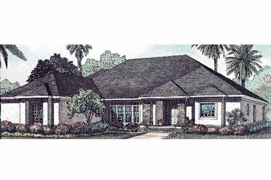 Exterior - Front Elevation 3 for Mediterranean House Plan #17-3049 - 4 bed, 3 bath