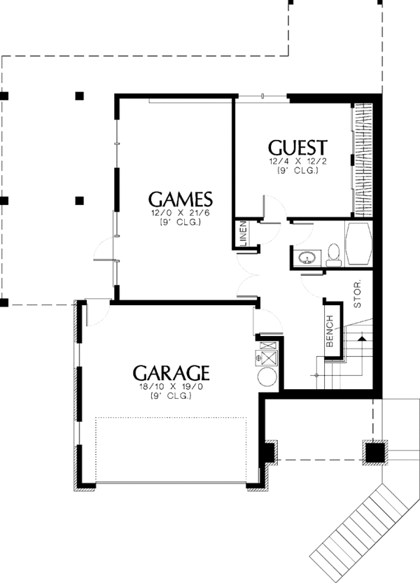 Architectural House Design - Craftsman Floor Plan - Lower Floor Plan #48-782