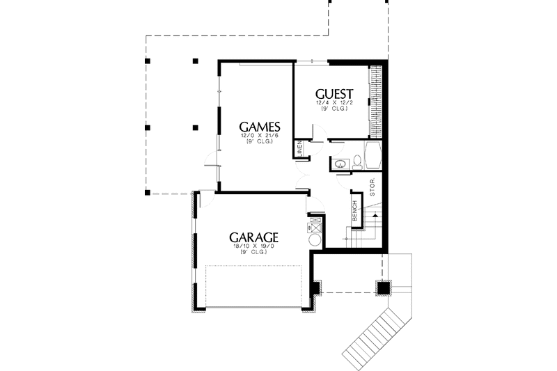 Home Plan - Floor Plan - Lower Floor for Craftsman House Plan #48-782 - 3 bed, 2.5 bath
