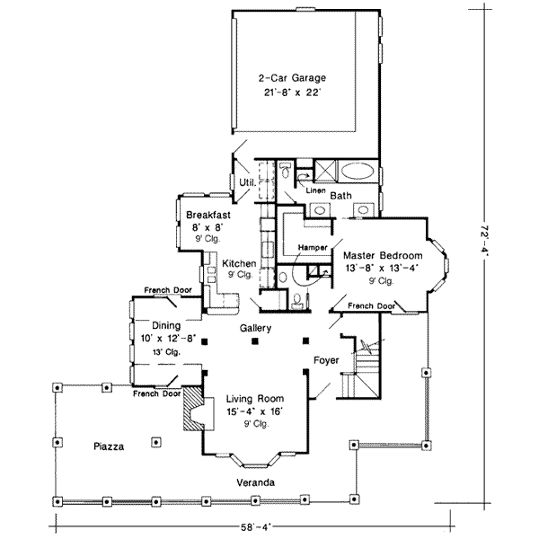 Architectural House Design - Victorian Floor Plan - Main Floor Plan #410-112