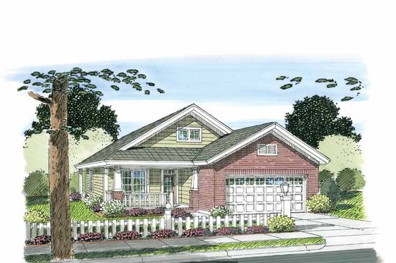 Exterior - Front Elevation 3 for Craftsman House Plan #513-2106 - 3 bed, 2 bath