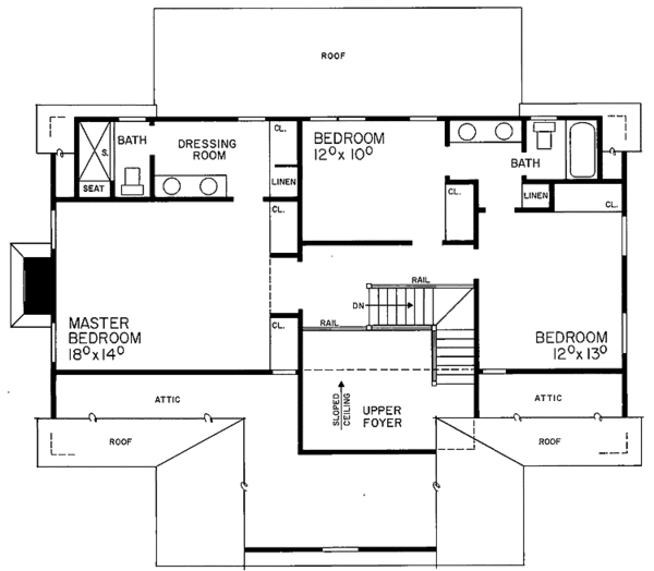 House Blueprint - Classical Floor Plan - Upper Floor Plan #72-685